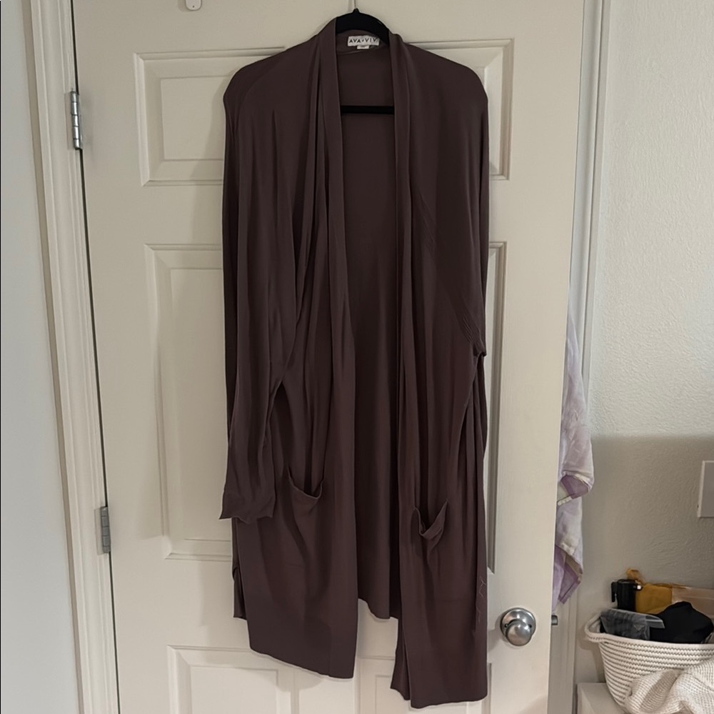 Ava & Viv Brown Draped Cardigan Sweater